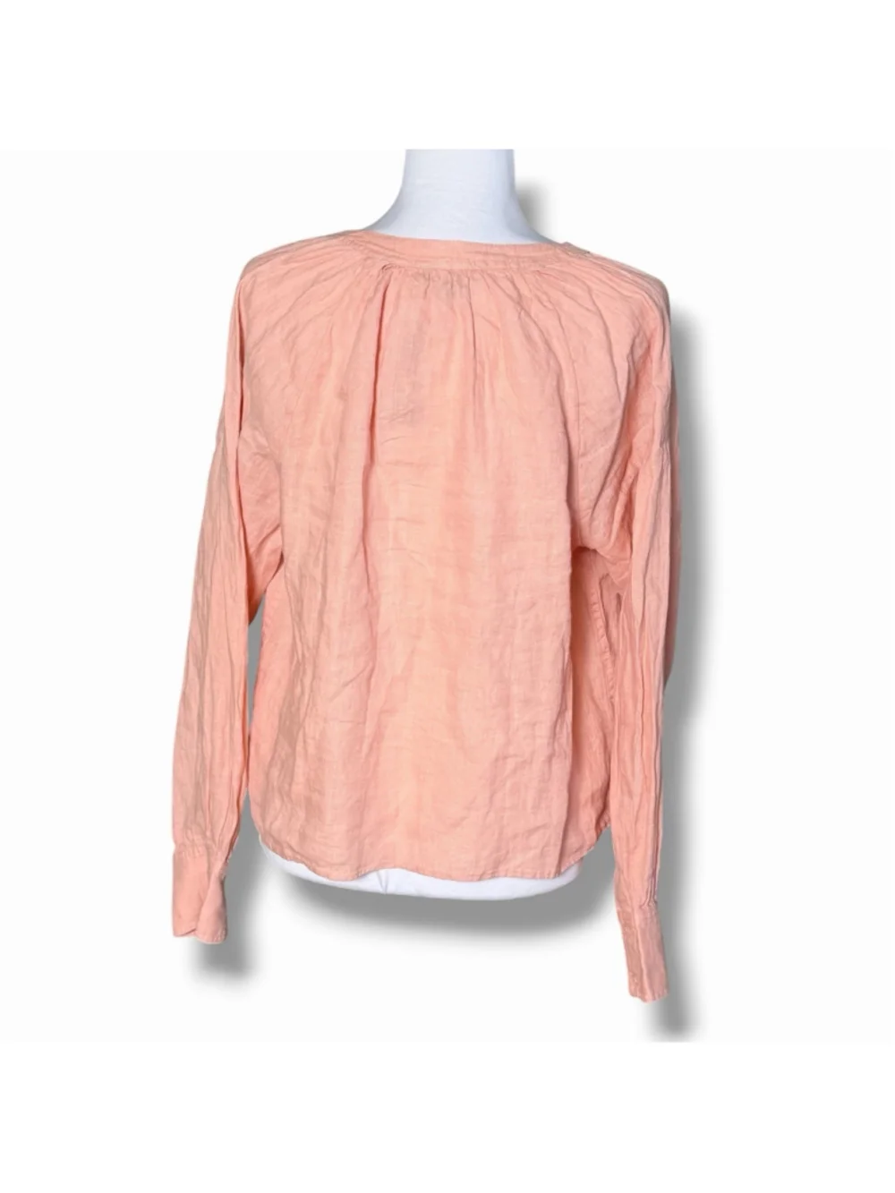 J Crew Cabana Top Linen Shirt Womens Medium Peach Clay Popover Blouse Flowy